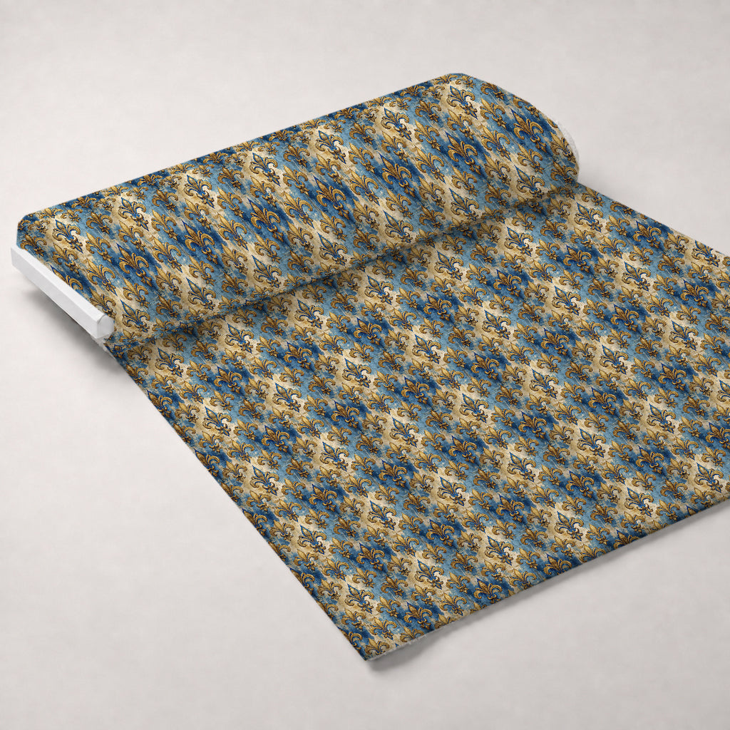 Sapphire Gilded Flourish Pattern 7 Minky Fabric — plush minky unrolled bolt preview (mv-minky-v1:bolt)