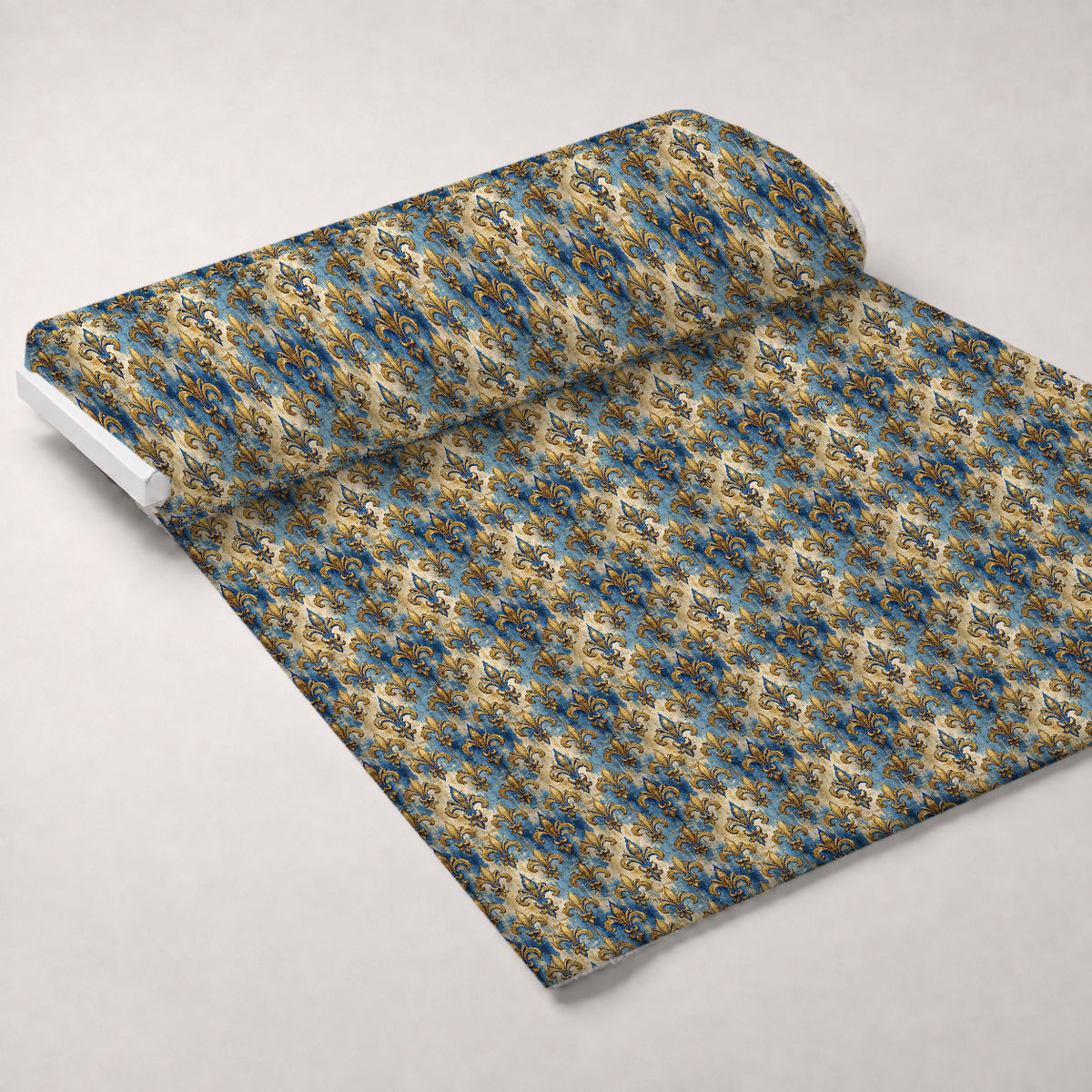 Sapphire Gilded Flourish Pattern 7 Minky Fabric — plush minky unrolled bolt preview (mv-minky-v1:bolt)