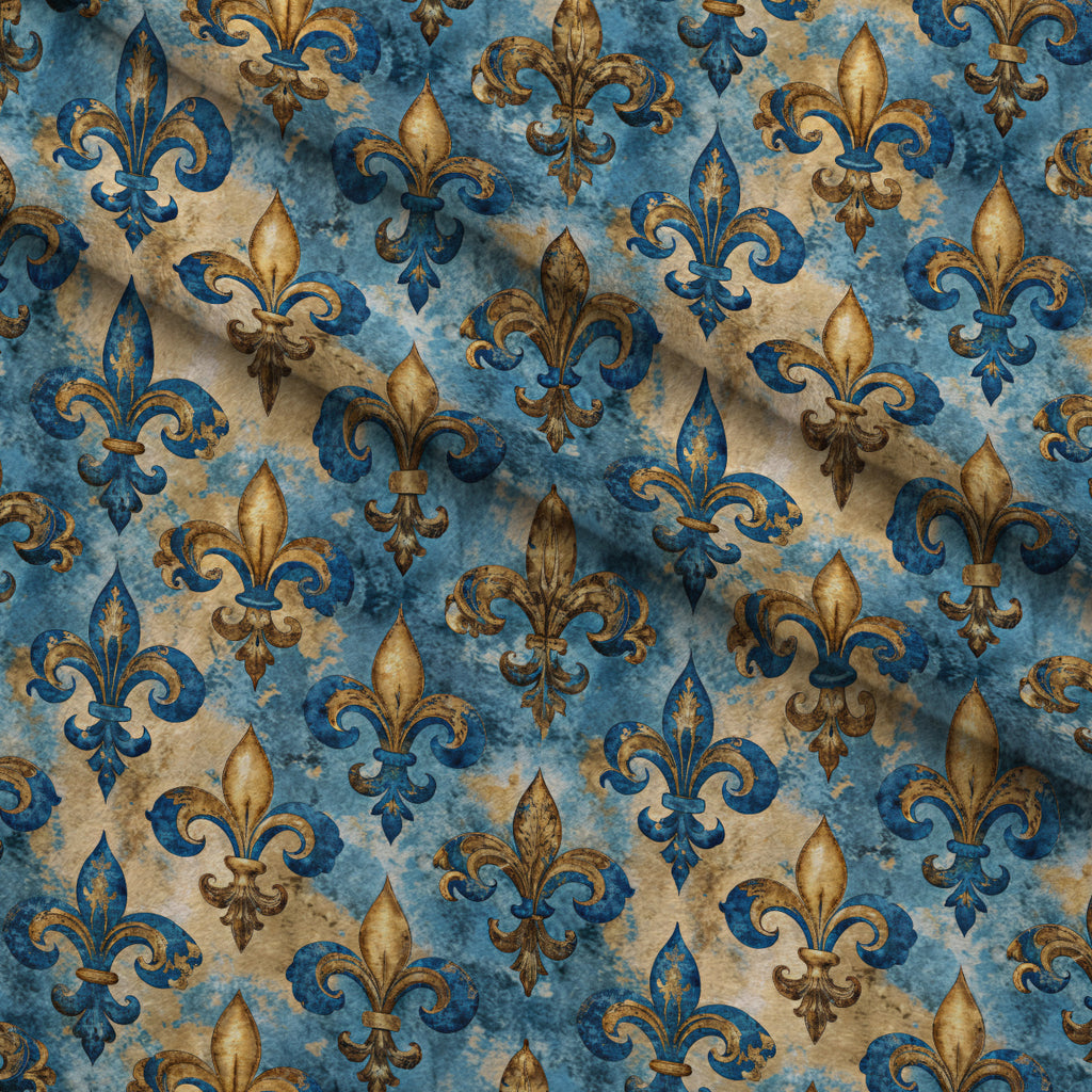 Sapphire Gilded Flourish Pattern 8 Minky Fabric — plush minky folded close-up preview (mv-minky-v1:lying)