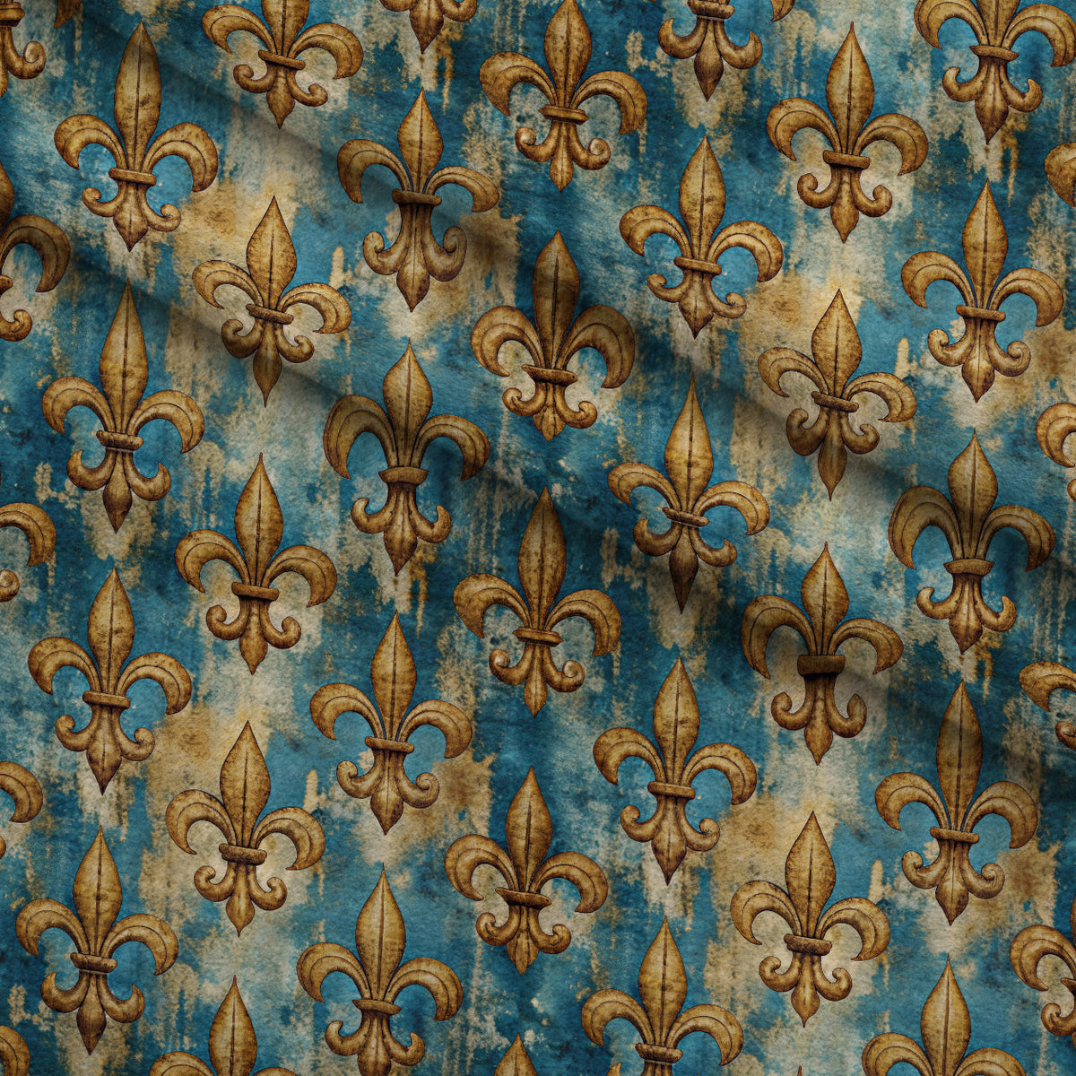 Sapphire Gilded Flourish Pattern 9 Minky Fabric — plush minky folded close-up preview (mv-minky-v1:lying)
