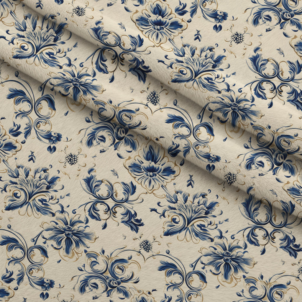 Sapphire Gilded Garden Pattern 2 Minky Fabric — plush minky folded close-up preview (mv-minky-v1:lying)