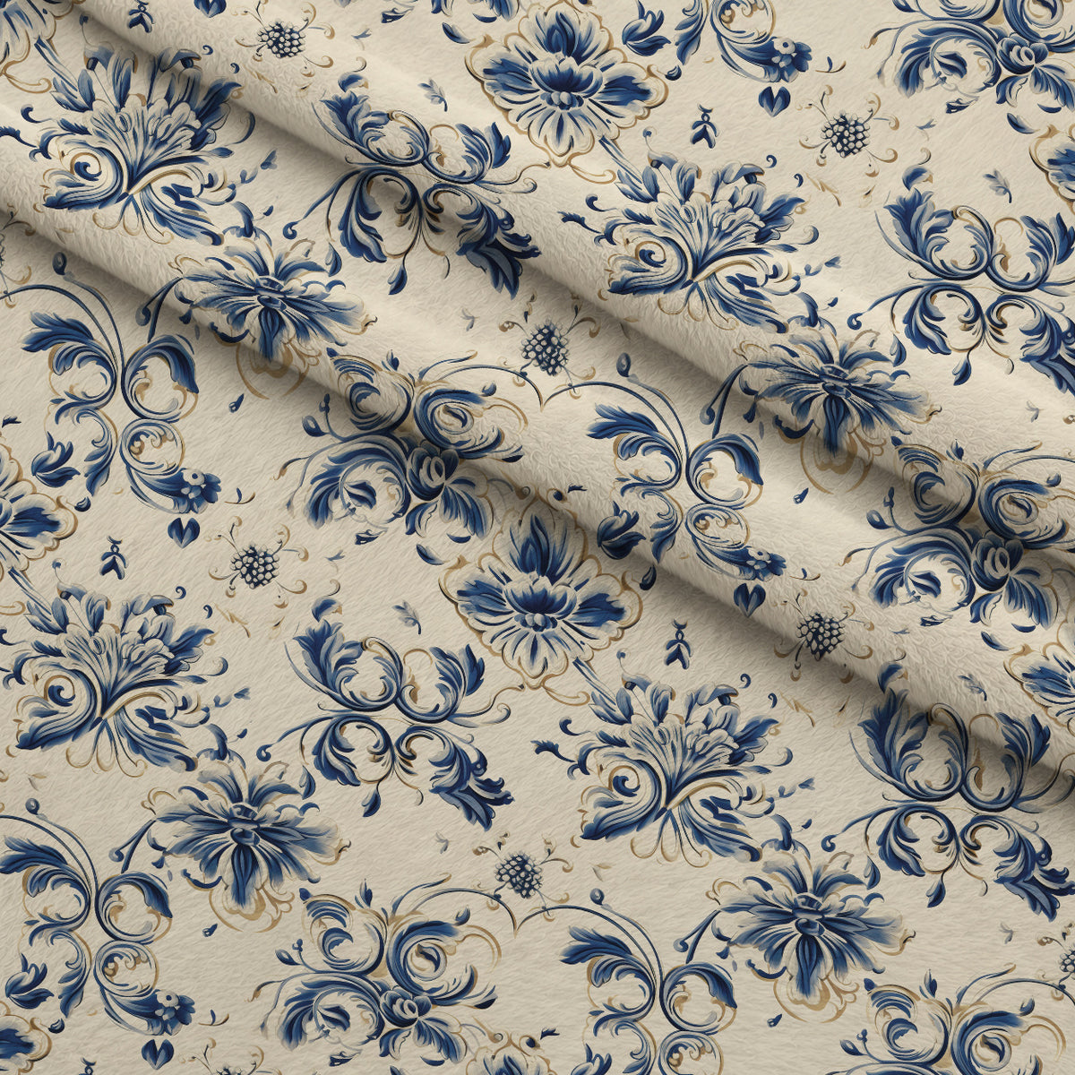 Sapphire Gilded Garden Pattern 2 Minky Fabric — plush minky folded close-up preview (mv-minky-v1:lying)