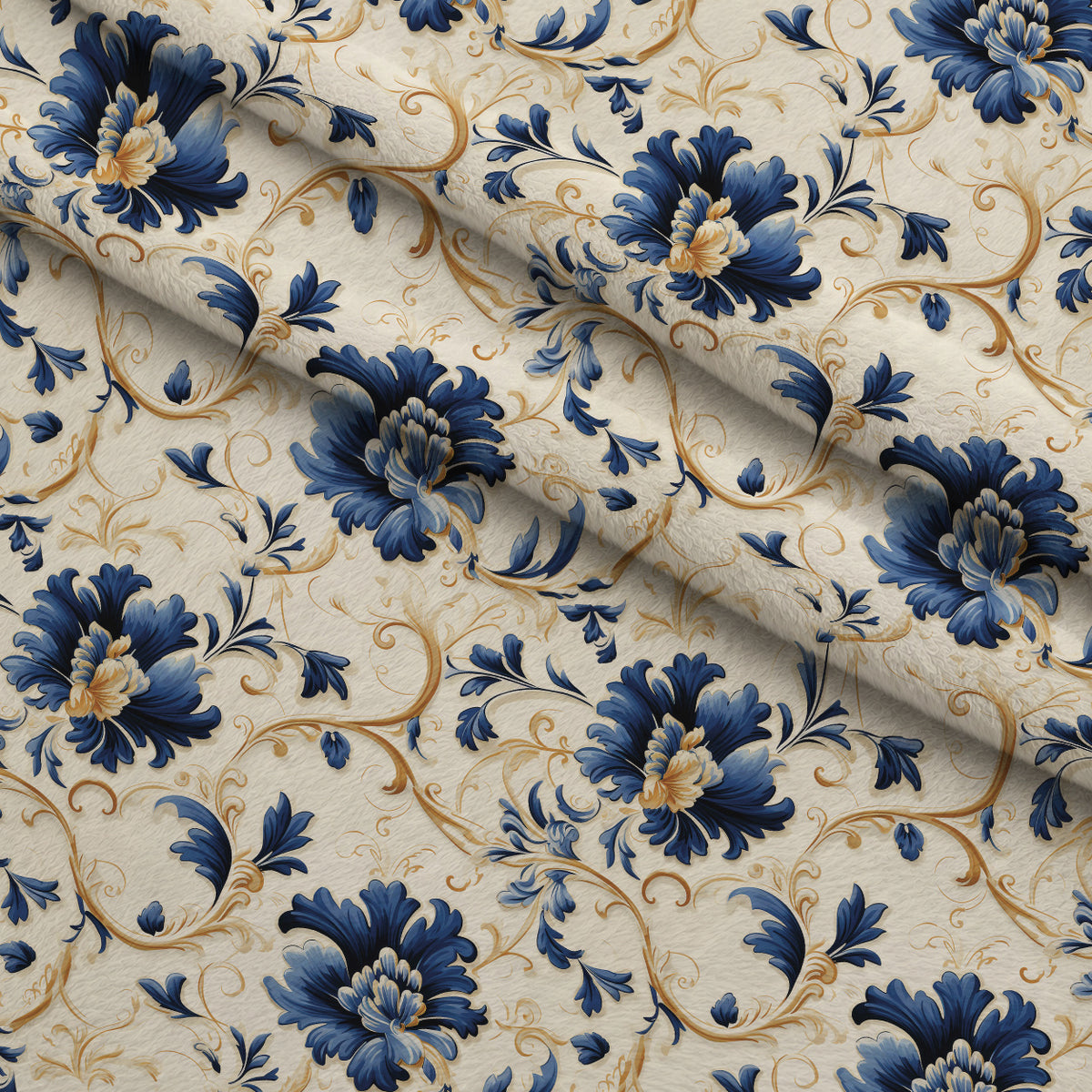 Sapphire Gilded Garden Pattern 3 Minky Fabric — plush minky folded close-up preview (mv-minky-v1:lying)