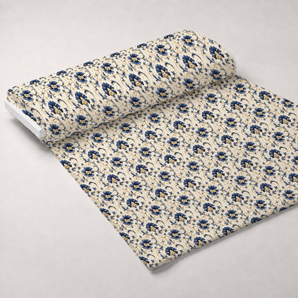 Sapphire Gilded Garden Pattern 4 Minky Fabric — plush minky unrolled bolt preview (mv-minky-v1:bolt)