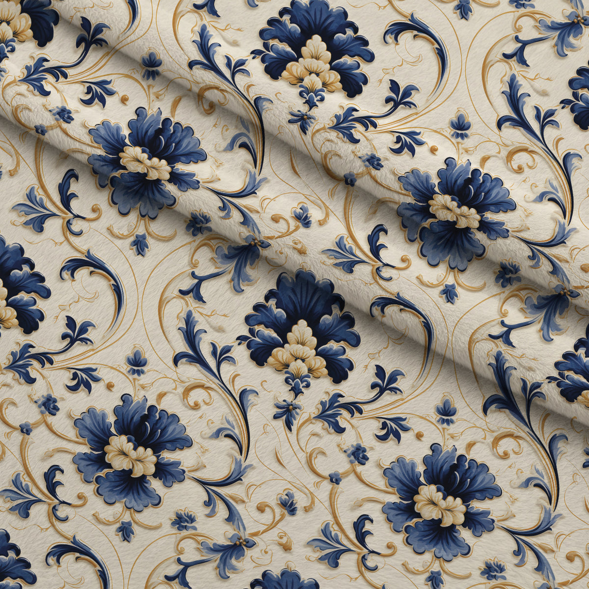 Sapphire Gilded Garden Pattern 4 Minky Fabric — plush minky folded close-up preview (mv-minky-v1:lying)