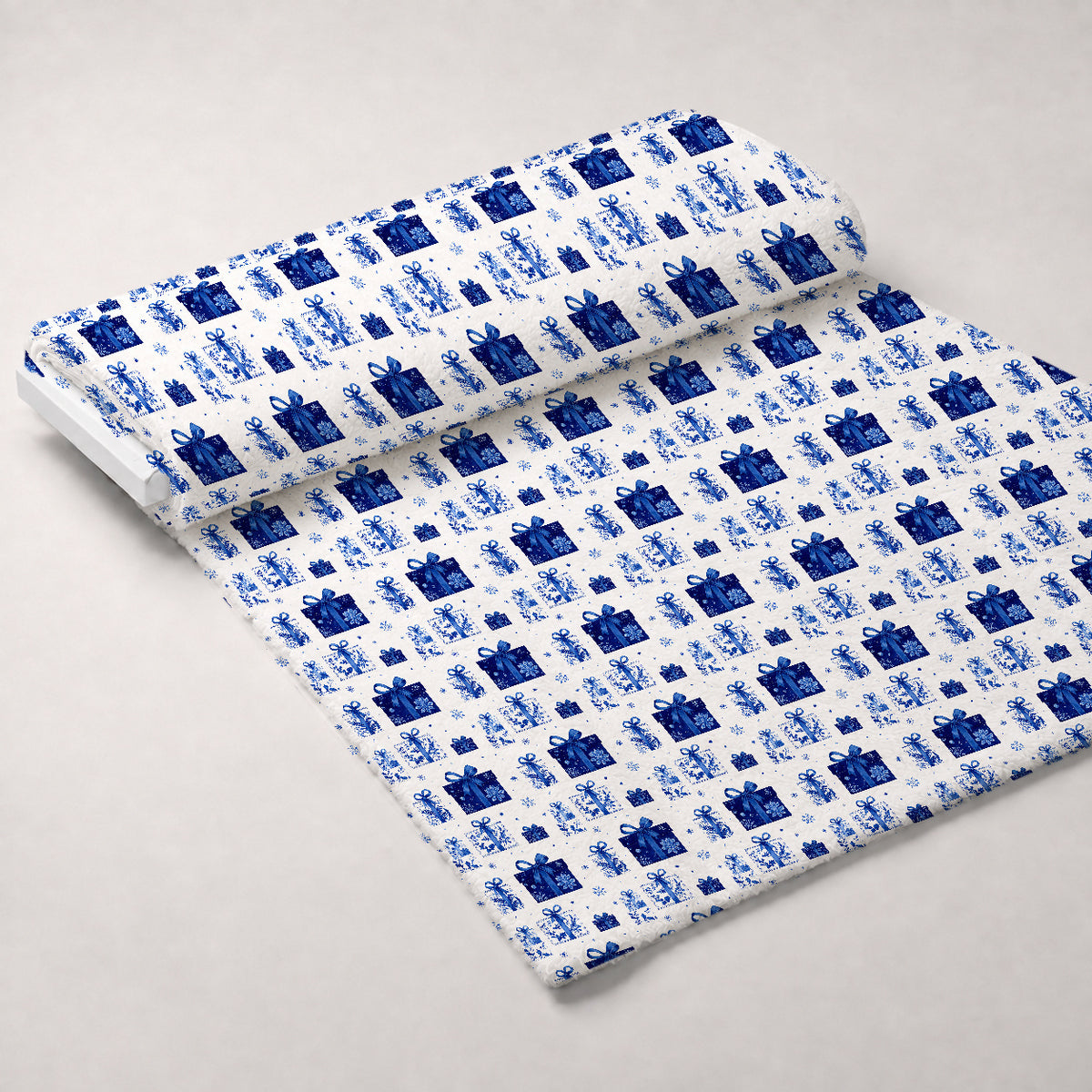 Sapphire Snowfall Pattern 17 Minky Fabric — plush minky unrolled bolt preview (mv-minky-v1:bolt)