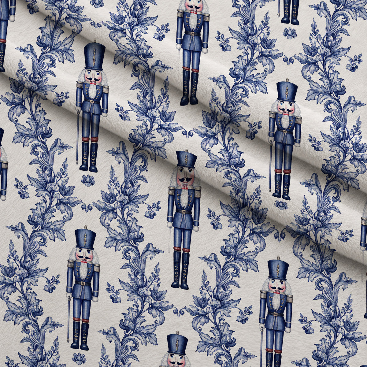 Sapphire Snowfall Pattern 25 Minky Fabric — plush minky folded close-up preview (mv-minky-v1:lying)