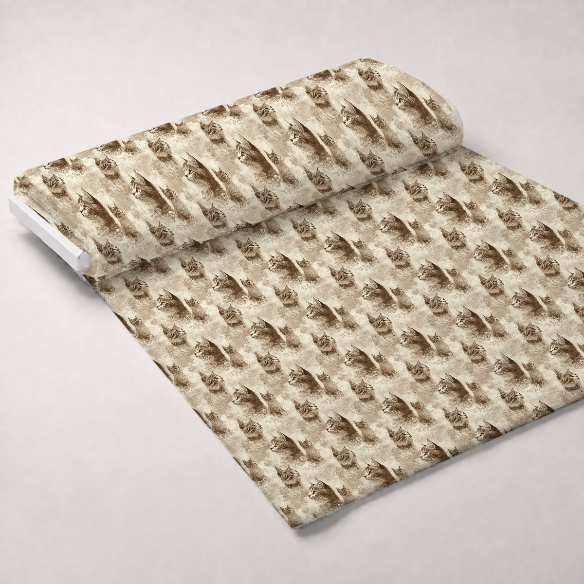 Sepia Kitten Toile Pattern 11 Minky Fabric — plush minky unrolled bolt preview (mv-minky-v1:bolt)