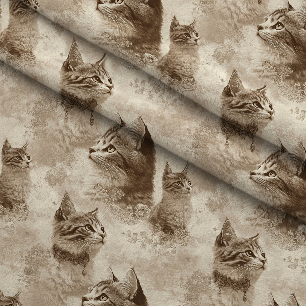 Sepia Kitten Toile Pattern 11 Minky Fabric — plush minky folded close-up preview (mv-minky-v1:lying)