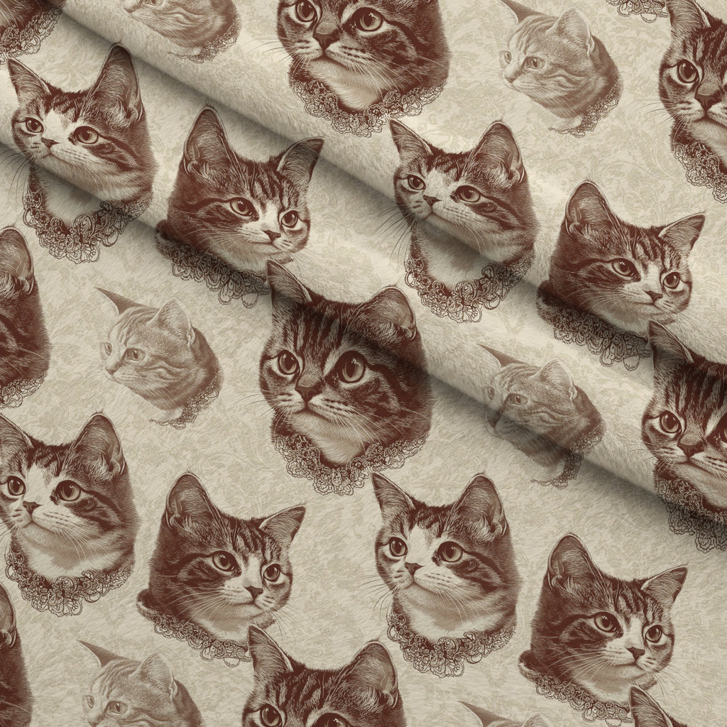Sepia Kitten Toile Pattern 12 Minky Fabric — plush minky folded close-up preview (mv-minky-v1:lying)
