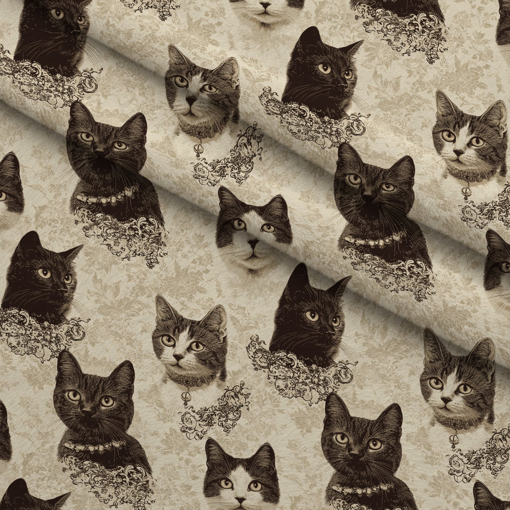 Sepia Kitten Toile Pattern 2 Minky Fabric — plush minky folded close-up preview (mv-minky-v1:lying)