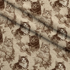 Sepia Kitten Toile Pattern 4 Minky Fabric — plush minky folded close-up preview (mv-minky-v1:lying)