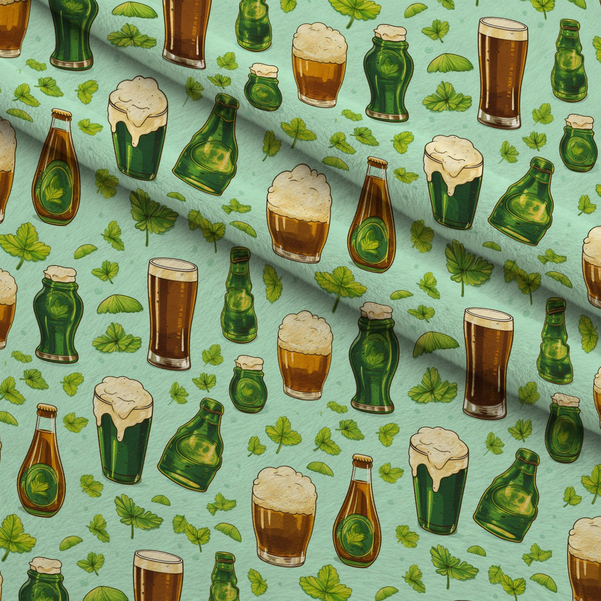 Shamrock Shimmer Pattern 17 Minky Fabric — plush minky folded close-up preview (mv-minky-v1:lying)
