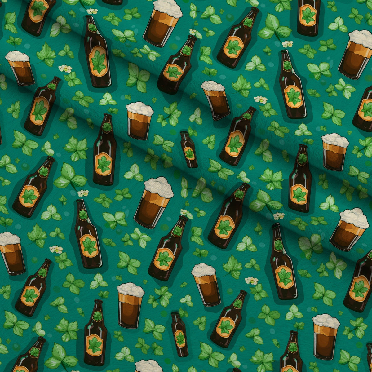 Shamrock Shimmer Pattern 8 Minky Fabric — plush minky folded close-up preview (mv-minky-v1:lying)