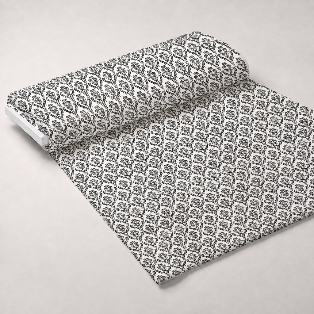 Simple Damask Black Minky Fabric — plush minky unrolled bolt preview (mv-minky-v1:bolt)