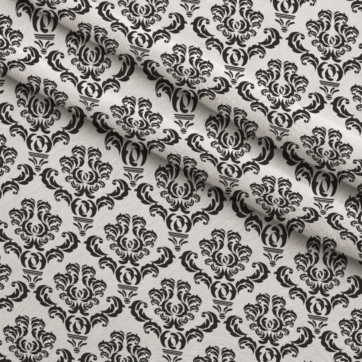 Simple Damask Black Minky Fabric — plush minky folded close-up preview (mv-minky-v1:lying)