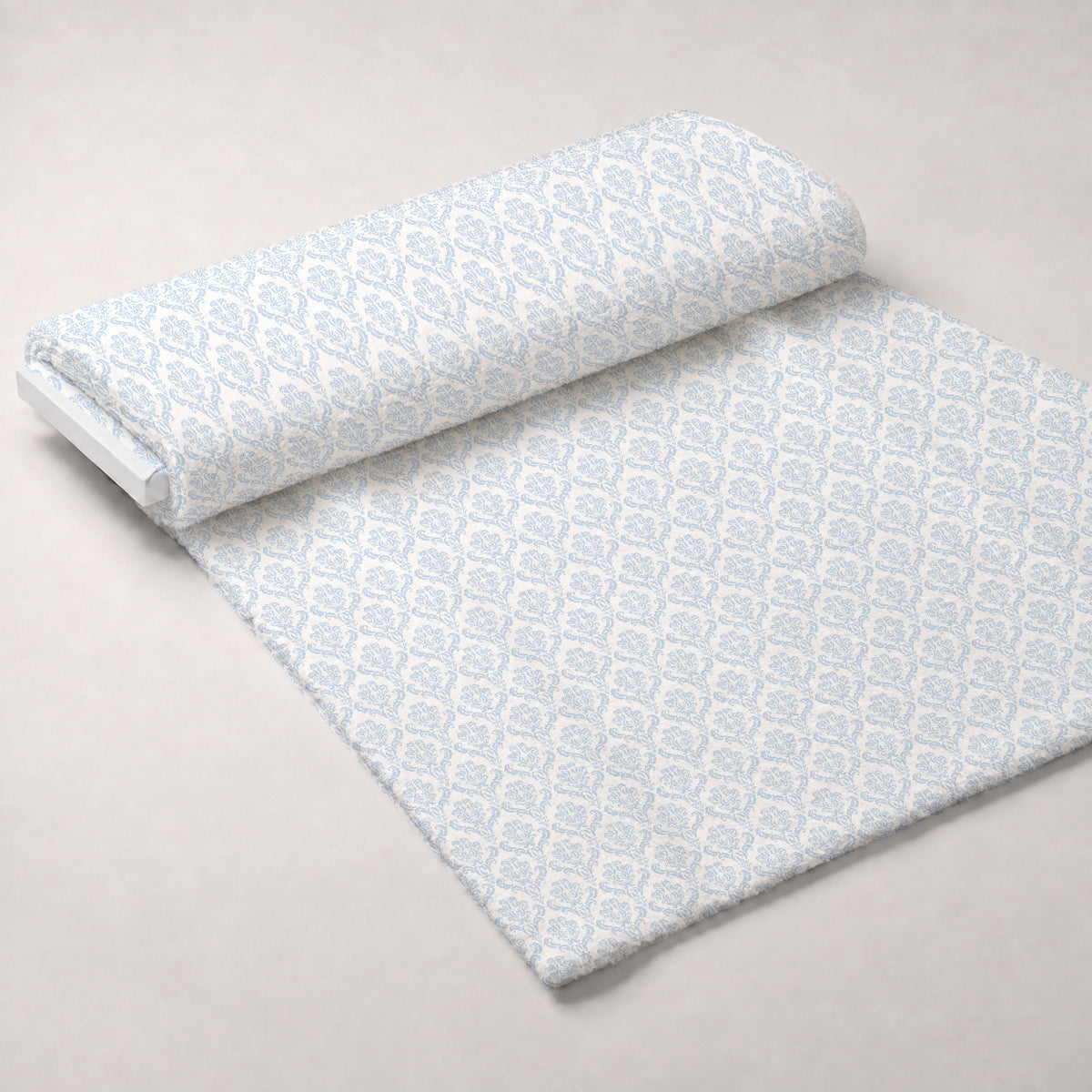 Simple Damask Blue Minky Fabric — plush minky unrolled bolt preview (mv-minky-v1:bolt)