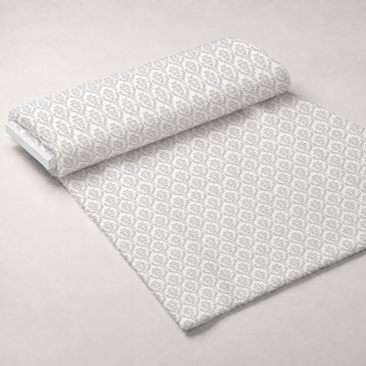 Simple Damask Gray Minky Fabric — plush minky unrolled bolt preview (mv-minky-v1:bolt)