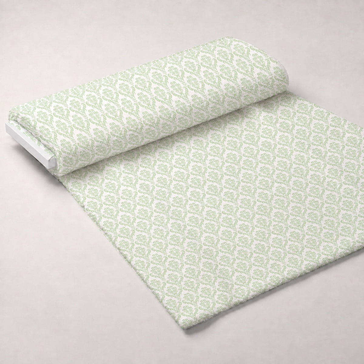 Simple Damask Green Minky Fabric — plush minky unrolled bolt preview (mv-minky-v1:bolt)