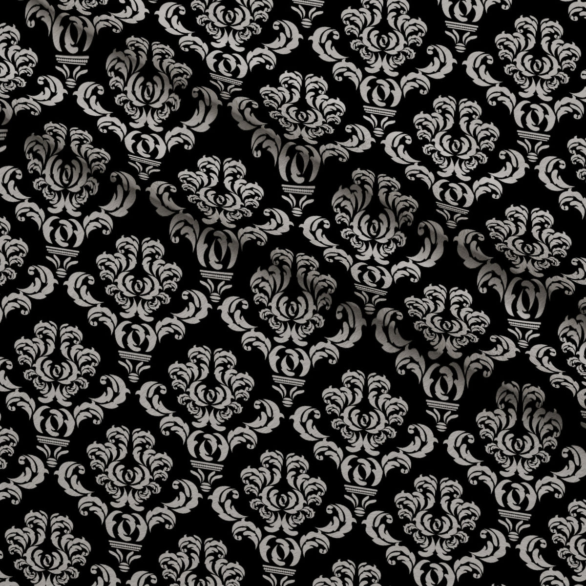 Simple Damask White on Black Minky Fabric — plush minky folded close-up preview (mv-minky-v1:lying)
