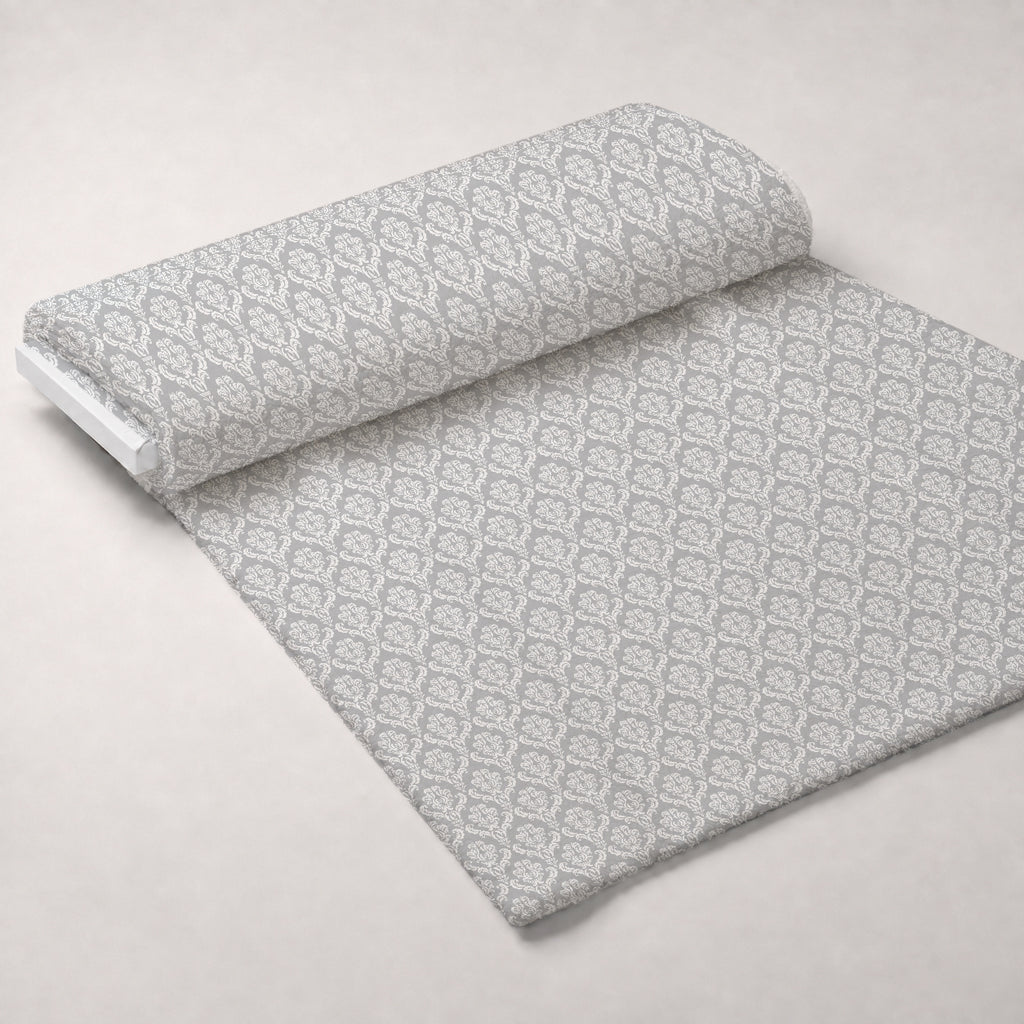 Simple Damask White on Gray Minky Fabric — plush minky unrolled bolt preview (mv-minky-v1:bolt)