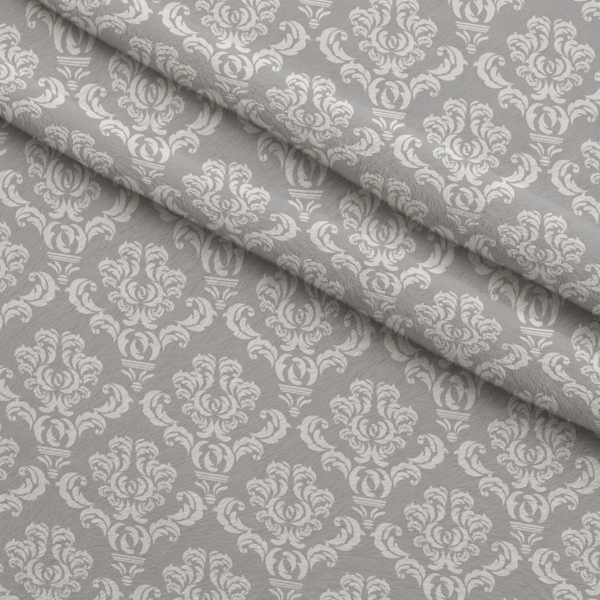 Simple Damask White on Gray Minky Fabric — plush minky folded close-up preview (mv-minky-v1:lying)