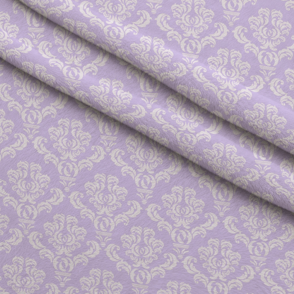 Simple Damask White on Purple Minky Fabric — plush minky folded close-up preview (mv-minky-v1:lying)