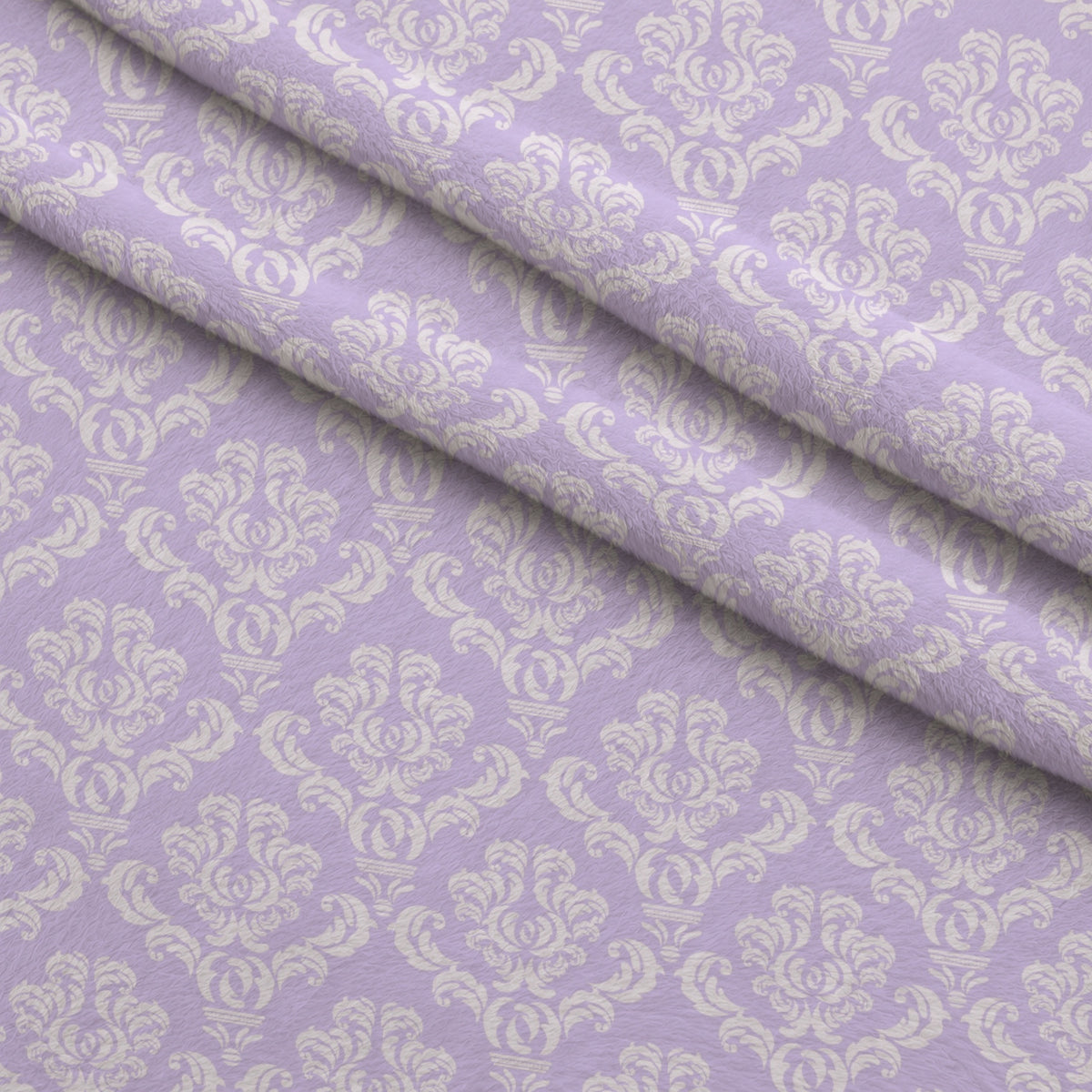 Simple Damask White on Purple Minky Fabric — plush minky folded close-up preview (mv-minky-v1:lying)