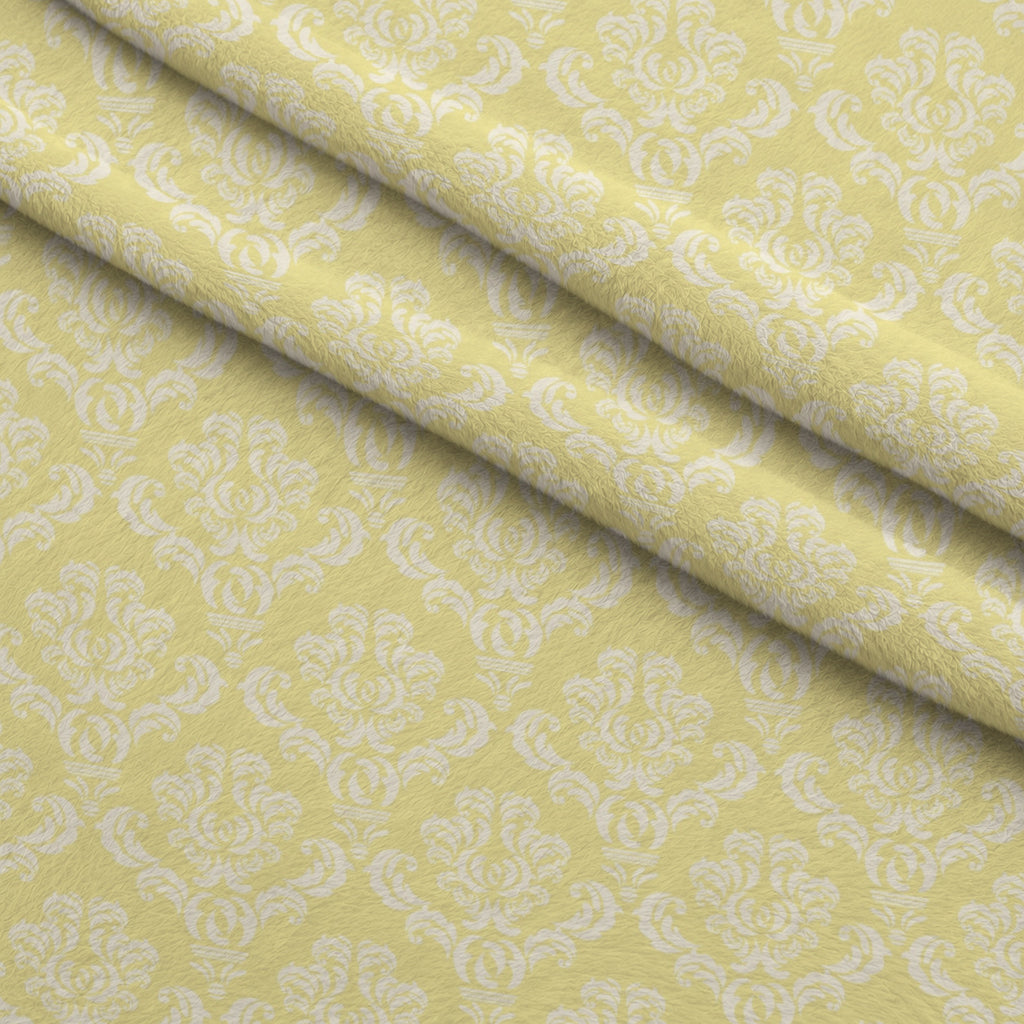 Simple Damask White on Yellow Minky Fabric — plush minky folded close-up preview (mv-minky-v1:lying)