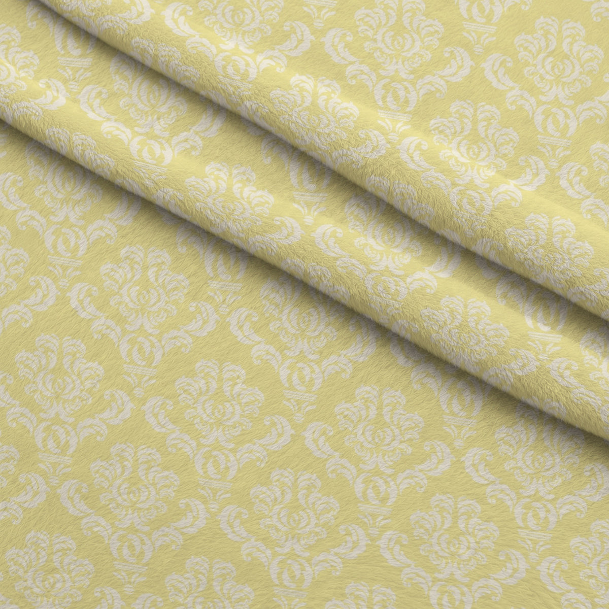 Simple Damask White on Yellow Minky Fabric — plush minky folded close-up preview (mv-minky-v1:lying)