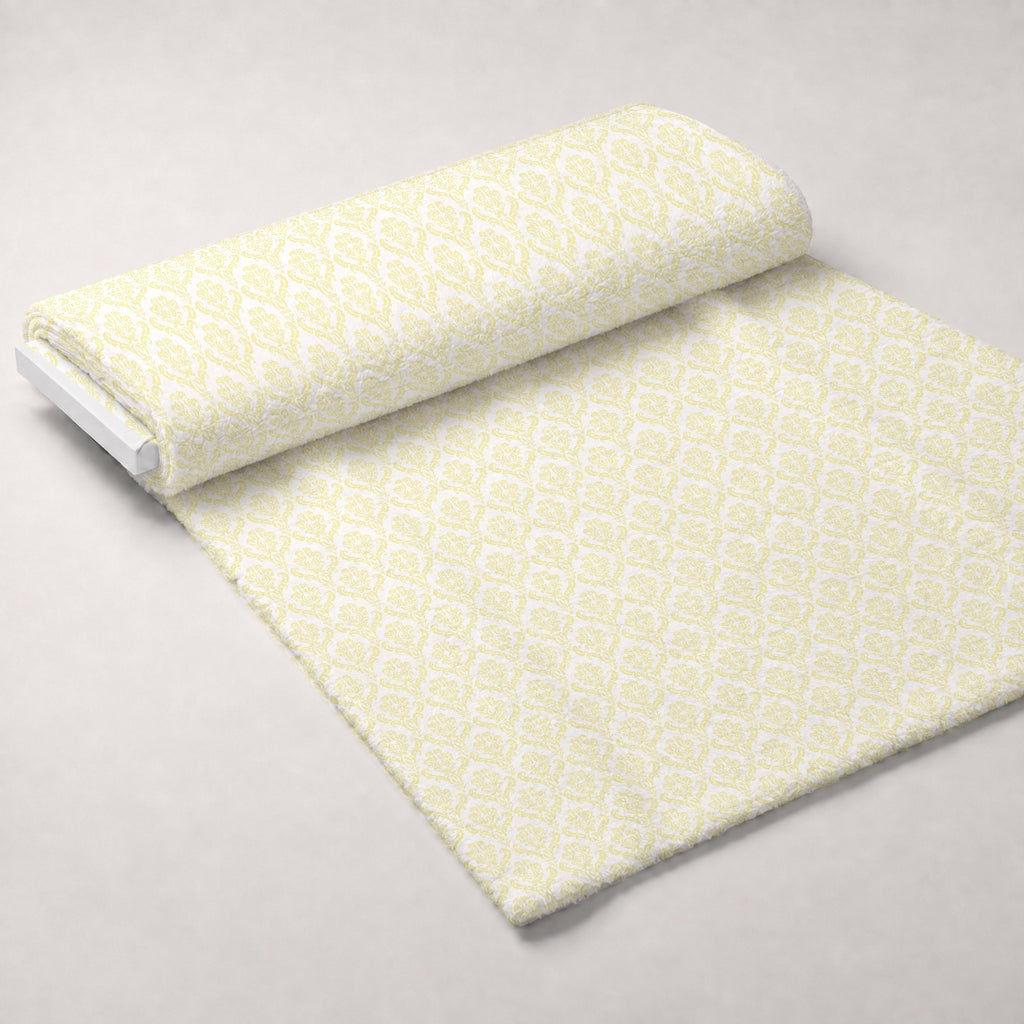 Simple Damask Yellow Minky Fabric — plush minky unrolled bolt preview (mv-minky-v1:bolt)