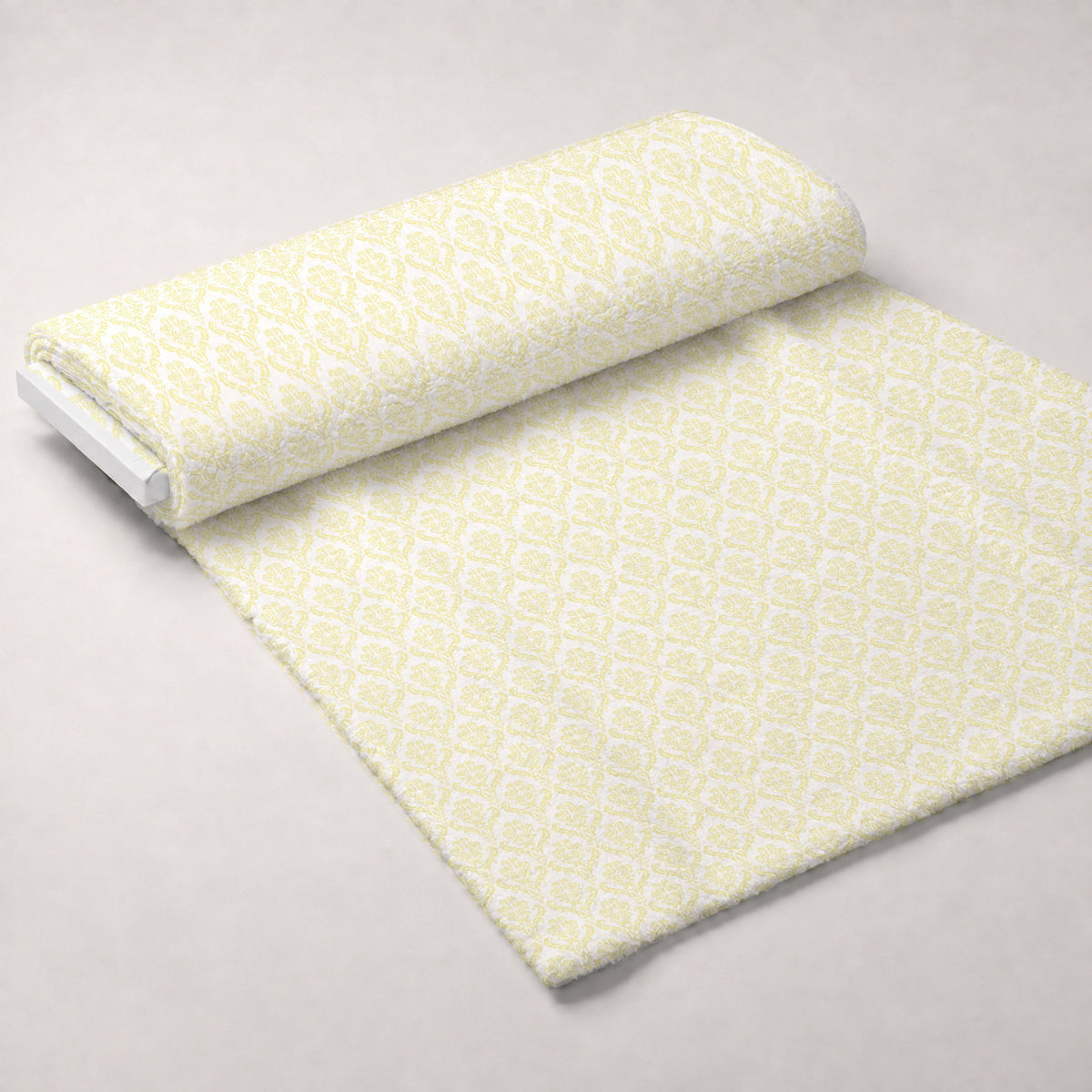 Simple Damask Yellow Minky Fabric — plush minky unrolled bolt preview (mv-minky-v1:bolt)