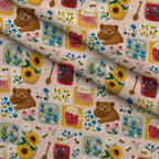 Sleepy Sunflower Patch Pattern 1 Minky Fabric — plush minky folded close-up preview (mv-minky-v1:lying)