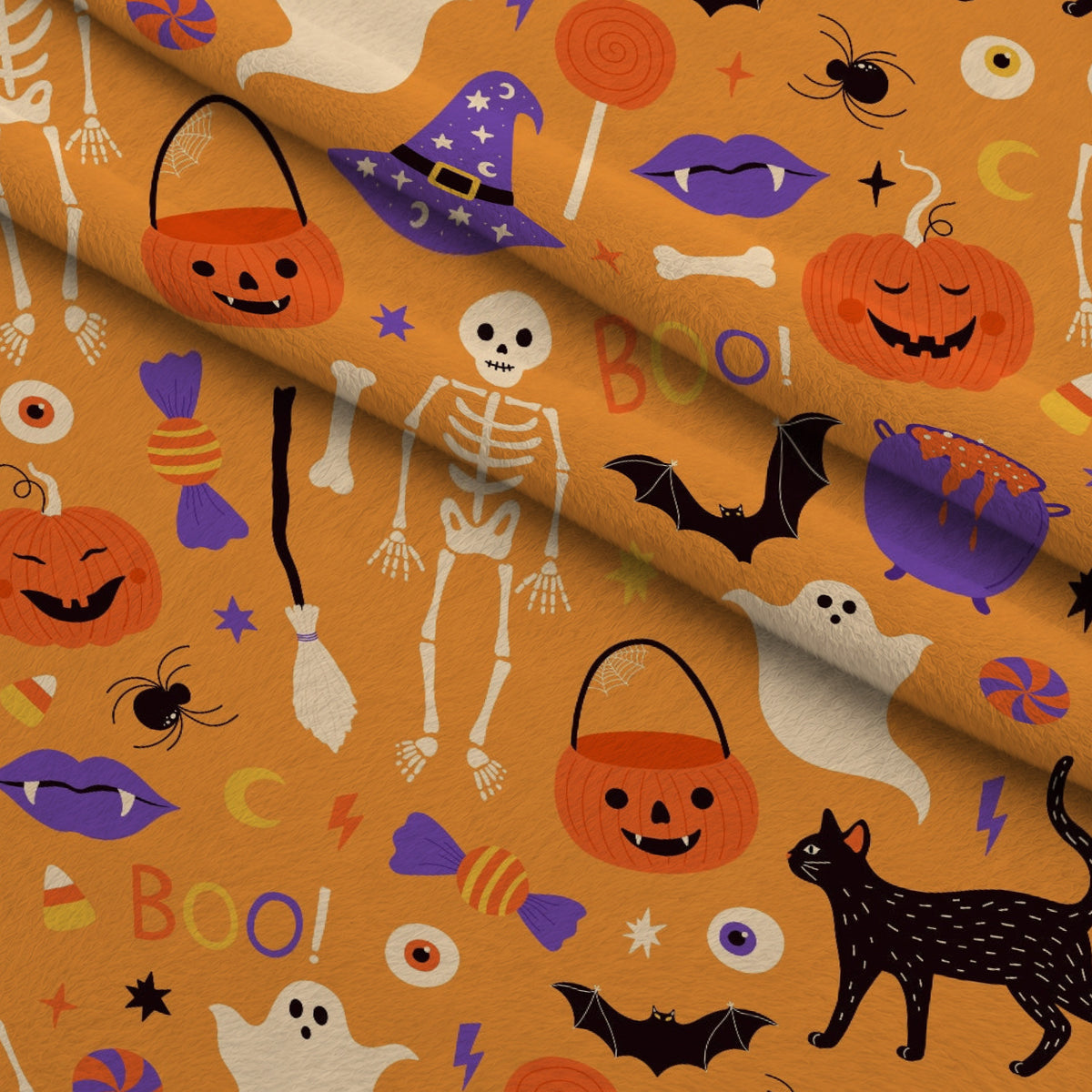Spooky Sweets Pattern 12 Minky Fabric — plush minky folded close-up preview (mv-minky-v1:lying)