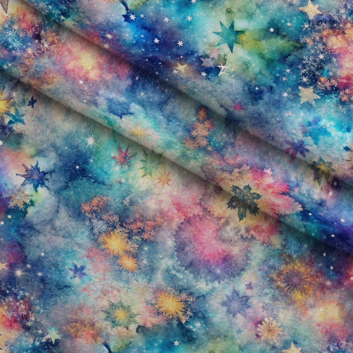 Stardust Nebula Pattern 3 Minky Fabric — plush minky folded close-up preview (mv-minky-v1:lying)