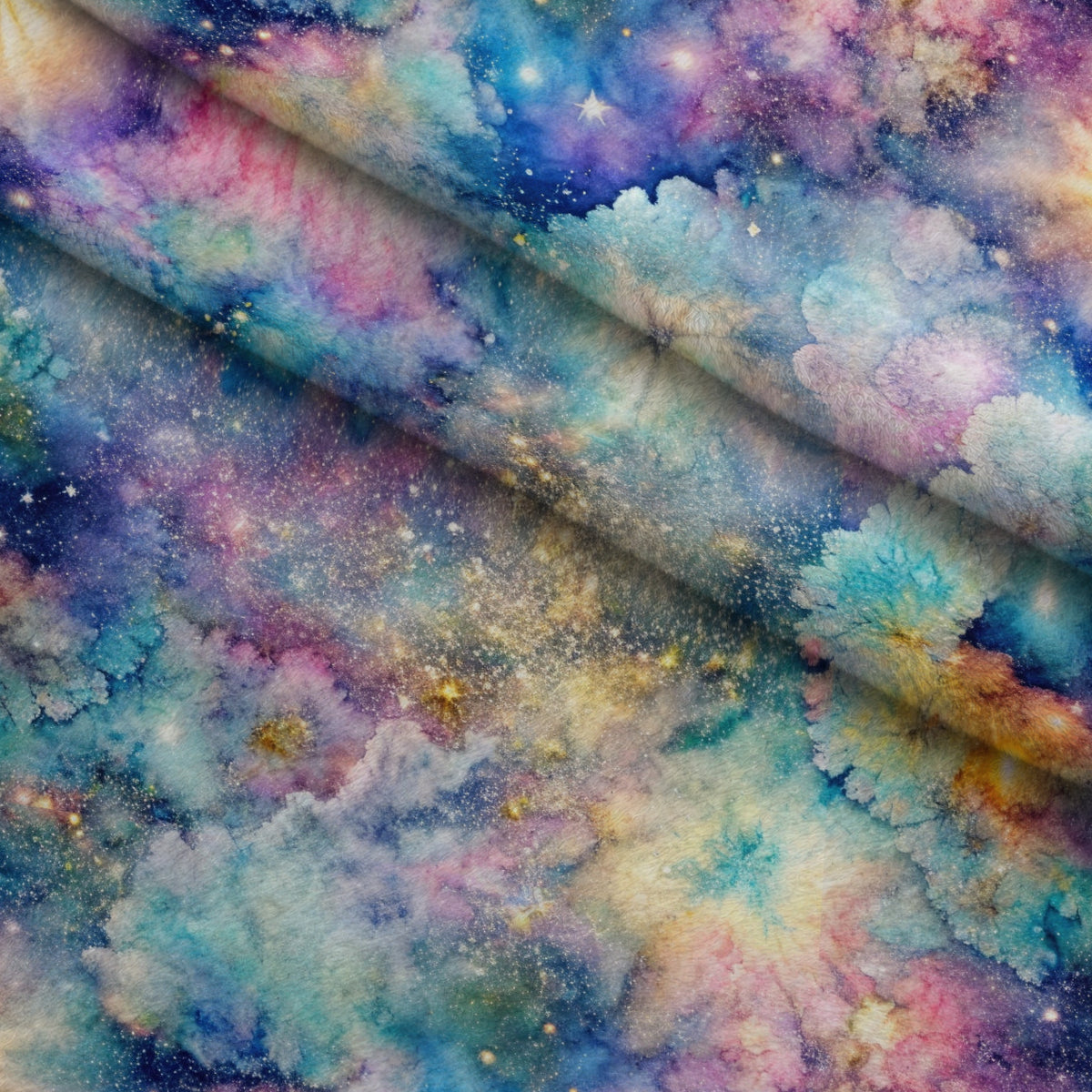 Stardust Nebula Pattern 8 Minky Fabric — plush minky folded close-up preview (mv-minky-v1:lying)
