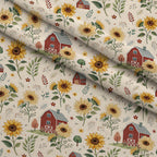 Sunflower Barn Meadow Pattern 1 Minky Fabric — plush minky folded close-up preview (mv-minky-v1:lying)