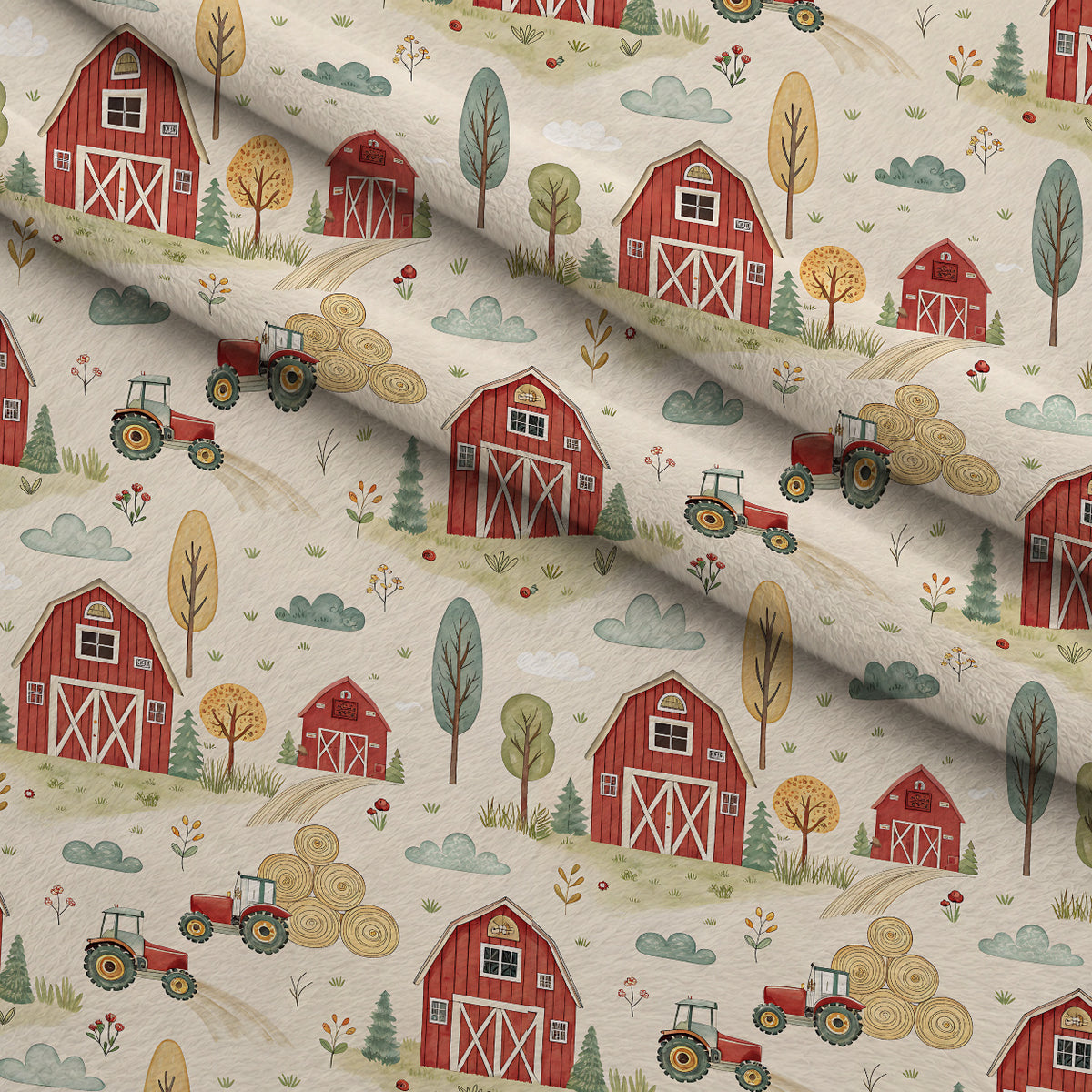 Sunflower Barn Meadow Pattern 10 Minky Fabric — plush minky folded close-up preview (mv-minky-v1:lying)