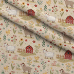 Sunflower Barn Meadow Pattern 12 Minky Fabric — plush minky folded close-up preview (mv-minky-v1:lying)