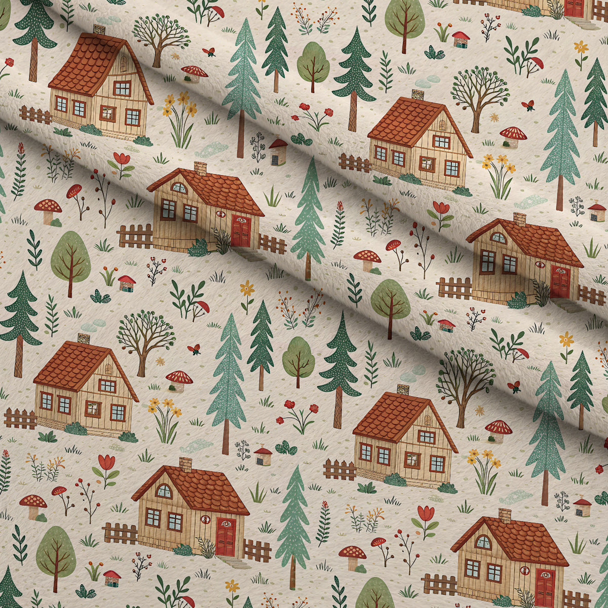 Sunflower Barn Meadow Pattern 14 Minky Fabric — plush minky folded close-up preview (mv-minky-v1:lying)
