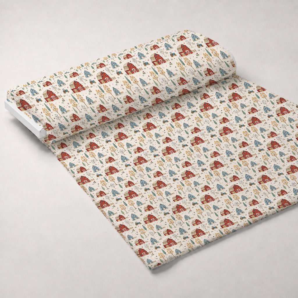 Sunflower Barn Meadow Pattern 16 Minky Fabric — plush minky unrolled bolt preview (mv-minky-v1:bolt)