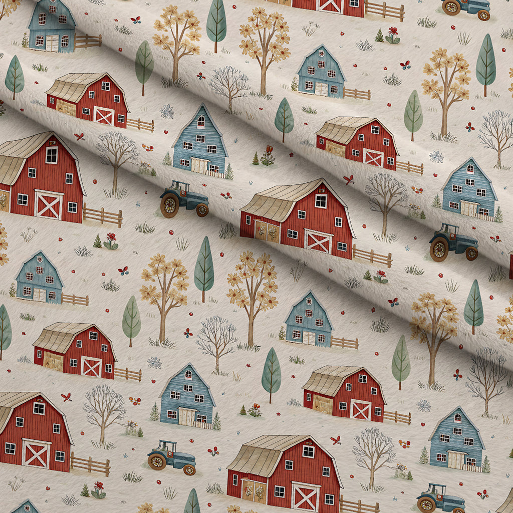 Sunflower Barn Meadow Pattern 16 Minky Fabric — plush minky folded close-up preview (mv-minky-v1:lying)