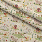Sunflower Barn Meadow Pattern 17 Minky Fabric — plush minky folded close-up preview (mv-minky-v1:lying)
