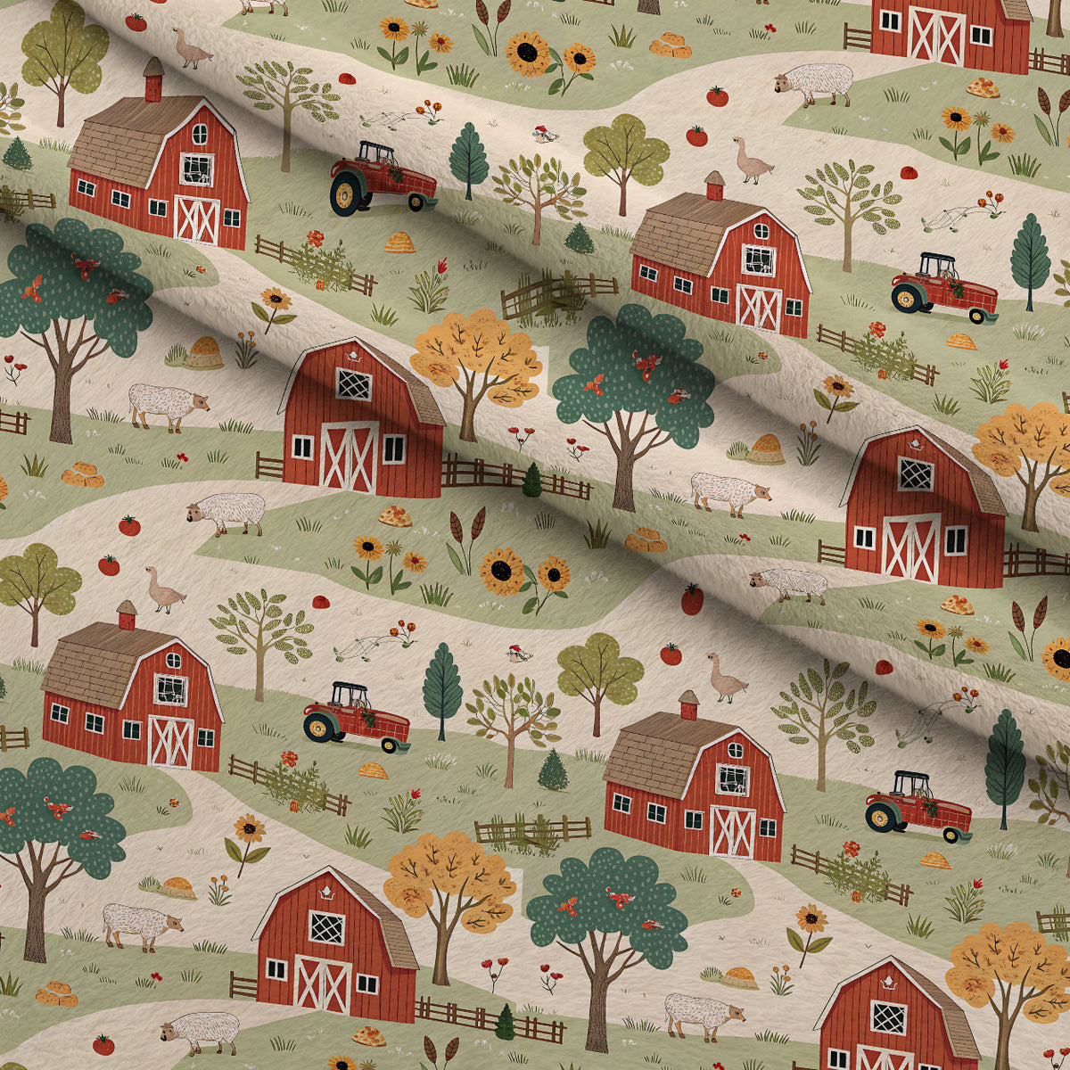 Sunflower Barn Meadow Pattern 18 Minky Fabric — plush minky folded close-up preview (mv-minky-v1:lying)
