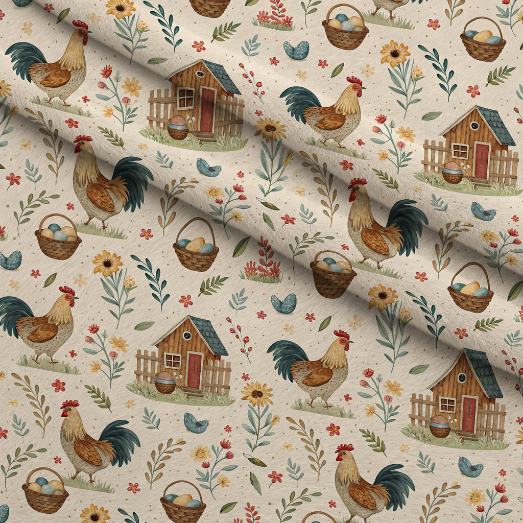 Sunflower Barn Meadow Pattern 2 Minky Fabric — plush minky folded close-up preview (mv-minky-v1:lying)