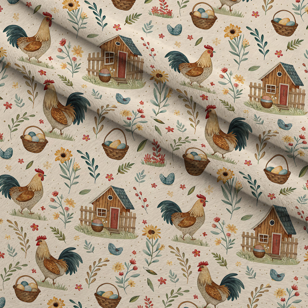 Sunflower Barn Meadow Pattern 2 Minky Fabric — plush minky folded close-up preview (mv-minky-v1:lying)