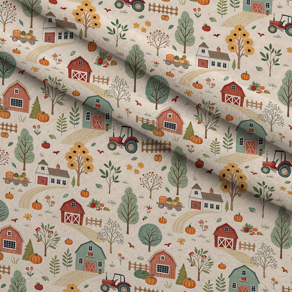 Sunflower Barn Meadow Pattern 4 Minky Fabric — plush minky folded close-up preview (mv-minky-v1:lying)
