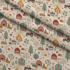 Sunflower Barn Meadow Pattern 4 Minky Fabric — plush minky folded close-up preview (mv-minky-v1:lying)