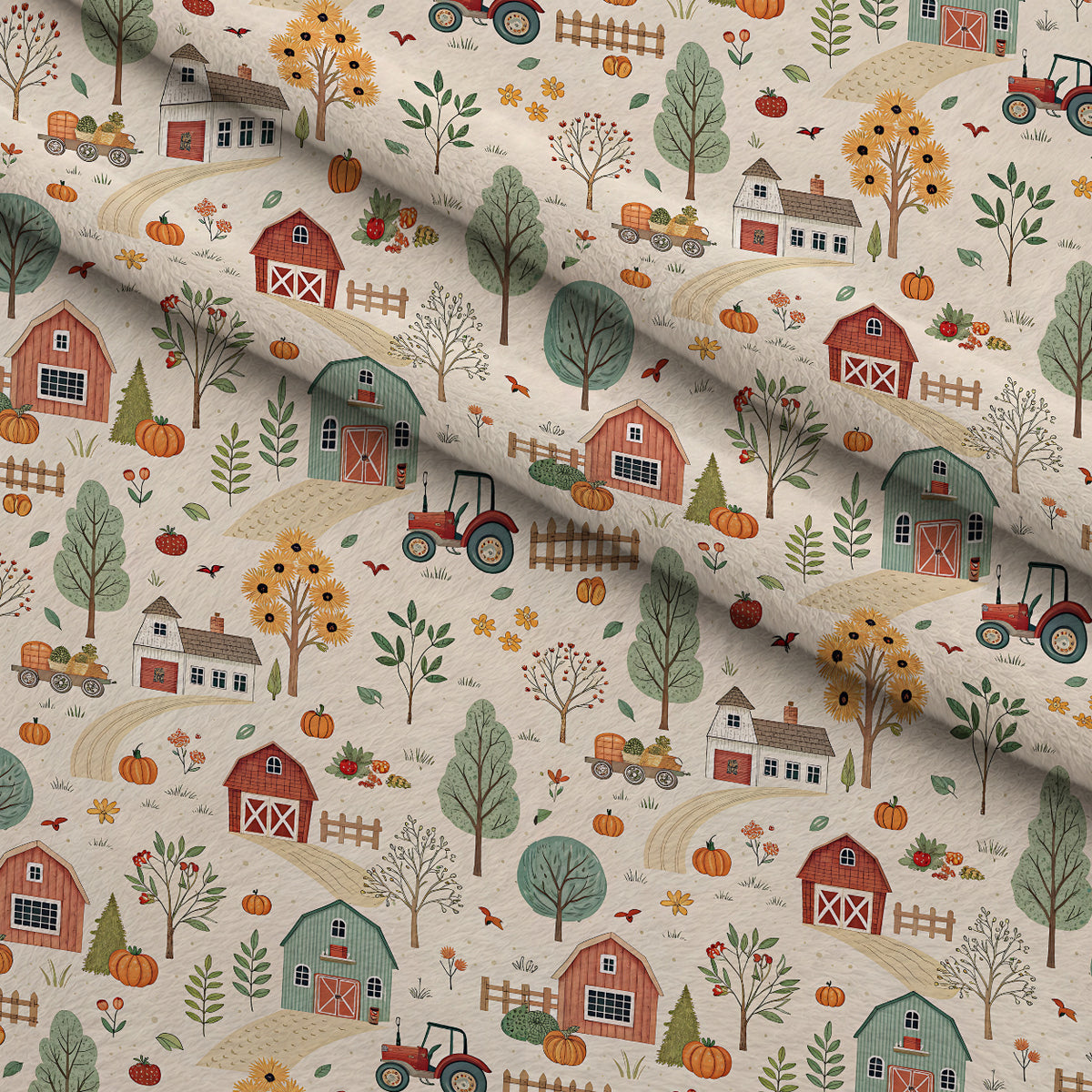 Sunflower Barn Meadow Pattern 4 Minky Fabric — plush minky folded close-up preview (mv-minky-v1:lying)