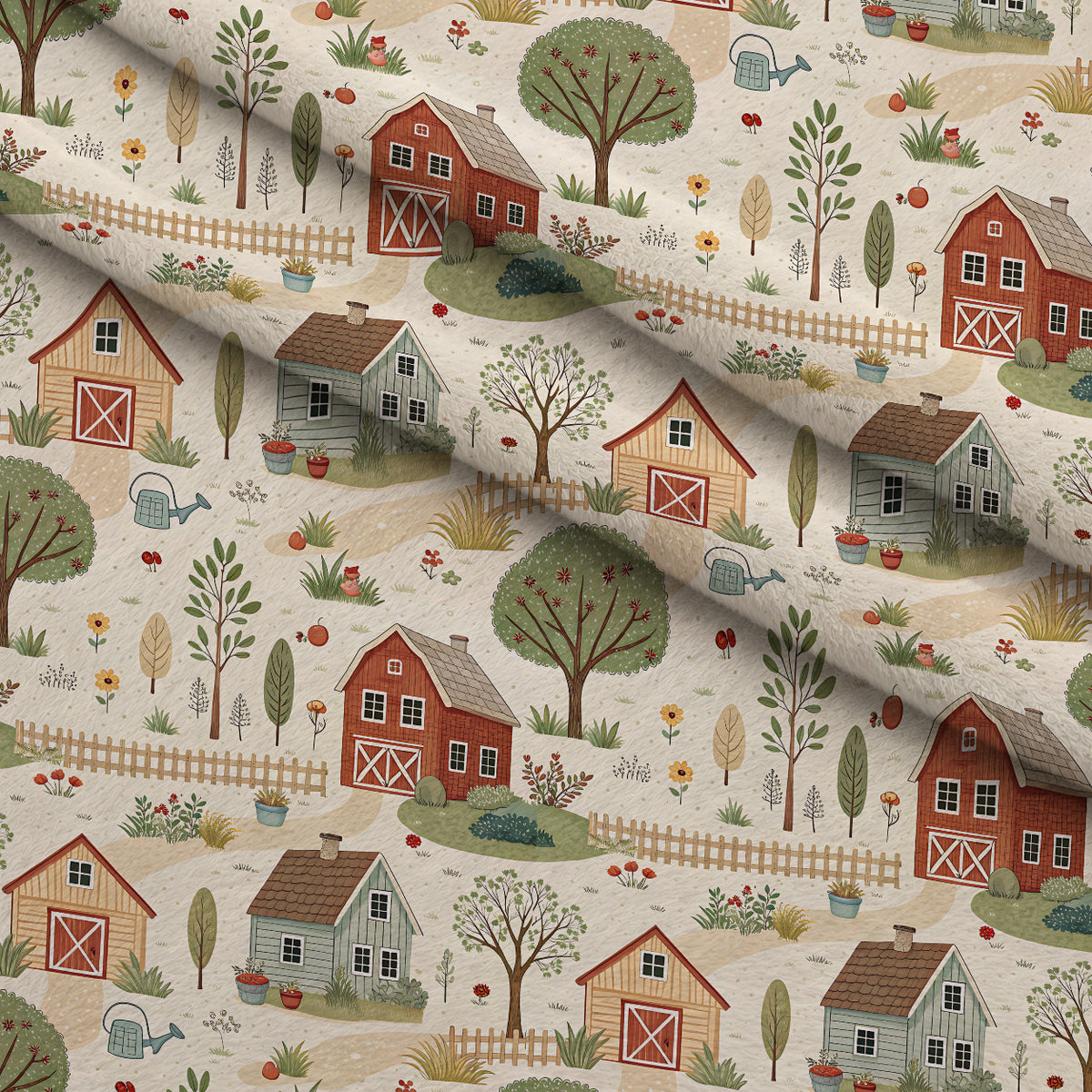 Sunflower Barn Meadow Pattern 8 Minky Fabric — plush minky folded close-up preview (mv-minky-v1:lying)
